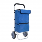 Сумка-тележка с рамой HB M044 голубая с большими колесами на подшипниках